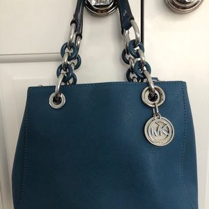 Blue Michael Kors Bag with handles and strap